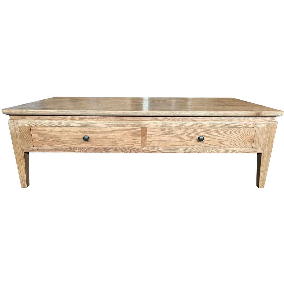 ELLA SOLID OAK 2 DRAWER COFFEE TABLE - MyChocolateWood