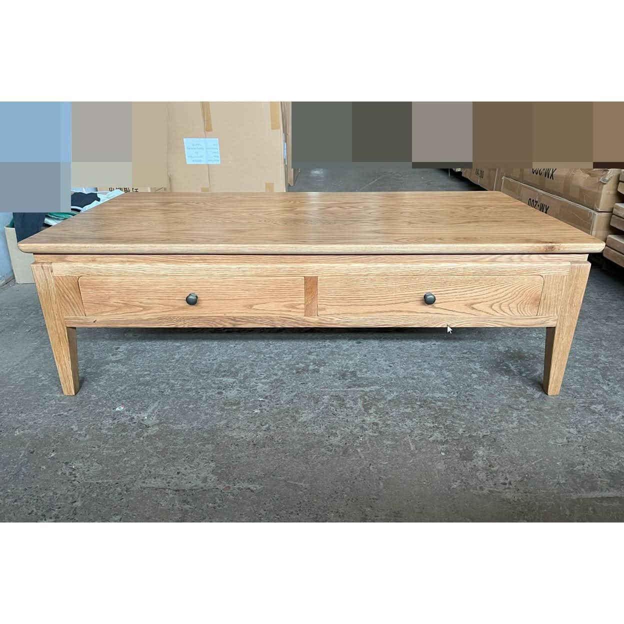 ELLA SOLID OAK 2 DRAWER COFFEE TABLE - MyChocolateWood