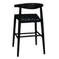 ELLIOT OAK BARSTOOL WITH GENUINE WOVEN LEATHER BLACK - MyChocolateWood