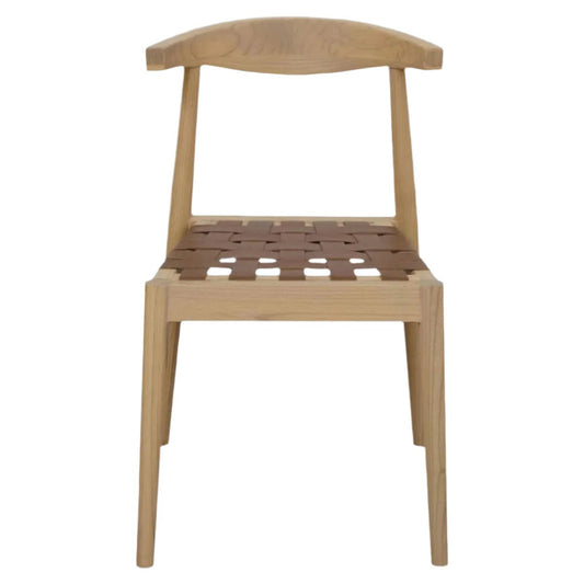 ELLIOT SOLID OAK DINING CHAIR WITH GENUINE WOVEN LEATHER NATURAL - MyChocolateWood