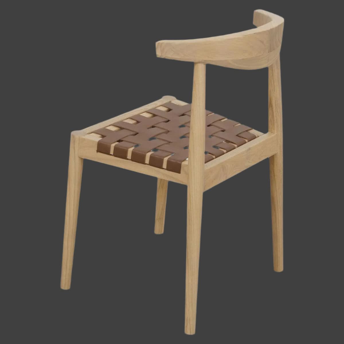 ELLIOT SOLID OAK DINING CHAIR WITH GENUINE WOVEN LEATHER NATURAL - MyChocolateWood