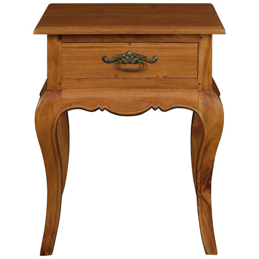 ELODIE 1 DRAWER LAMP TABLE IN SOLID MAHOGANY - LIGHT PECAN - MyChocolateWood