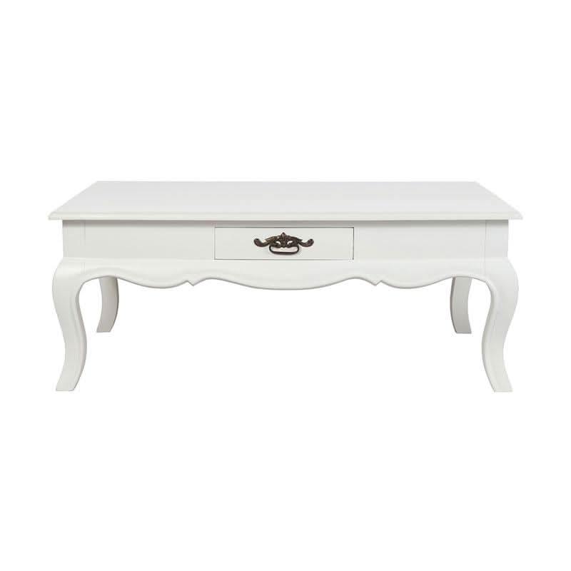 ELODIE 2-DRAWER COFFEE TABLE IN SOLID MAHOGANY- WHITE - MyChocolateWood