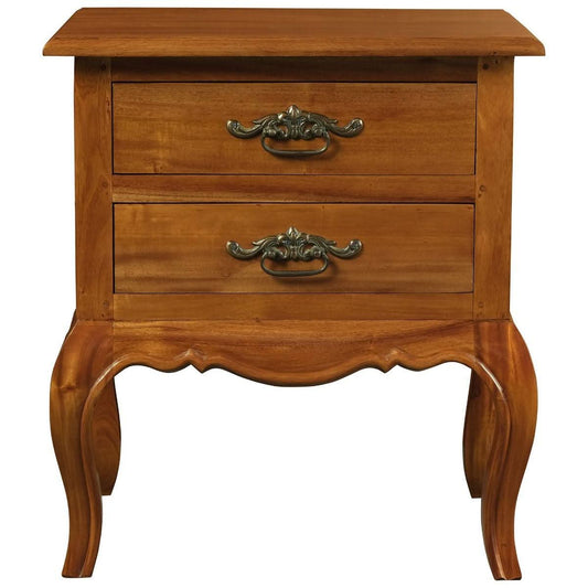 ELODIE 2 DRAWER LAMP TAB/SIDE TABLE IN SOLID MAHOGANY- LIGHT PECAN - MyChocolateWood