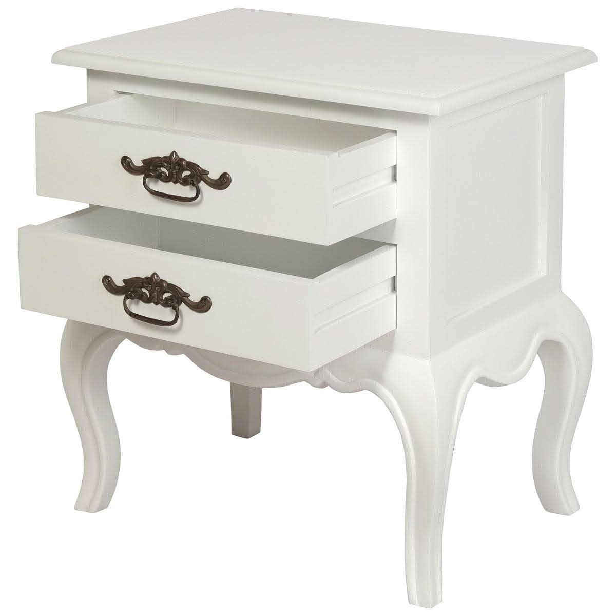 ELODIE 2 DRAWER LAMP TABLE /SIDE TABLE IN SOLID MAHOGANY- WHITE - MyChocolateWood