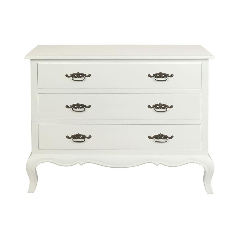 ELODIE 3 DRAWER CHEST/DRESSER IN SOLID MAHOGANY - WHITE - MyChocolateWood