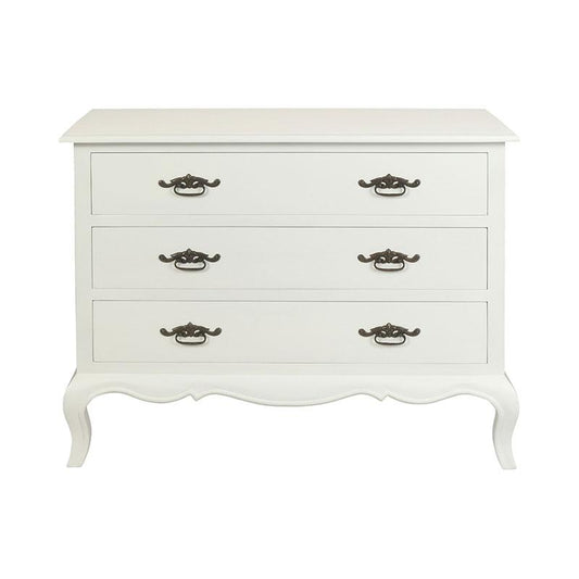 ELODIE 3 DRAWER CHEST/DRESSER IN SOLID MAHOGANY - WHITE - MyChocolateWood