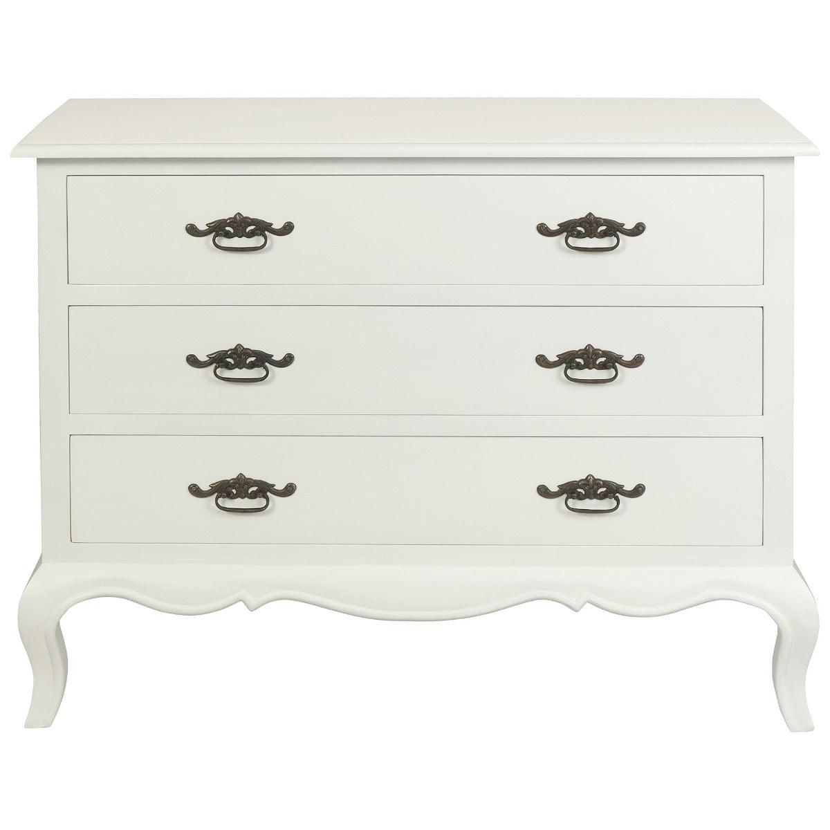 ELODIE 3 DRAWER CHEST/DRESSER IN SOLID MAHOGANY - WHITE - MyChocolateWood