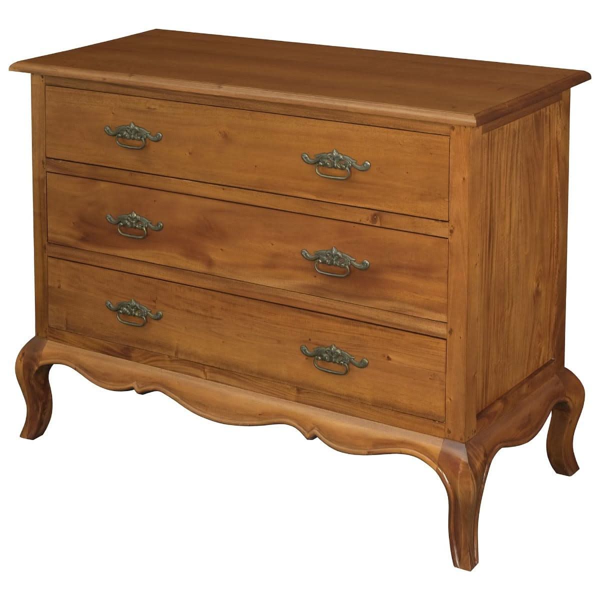 ELODIE 3 DRAWER CHEST IN SOLID MAHOGANY - LIGHT PECAN - MyChocolateWood