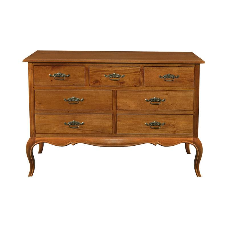 ELODIE 7 DRAWER DRESSER/CHEST OF 7 DRAWERS IN SOLID MAHOGANY - LIGHT PECAN - MyChocolateWood