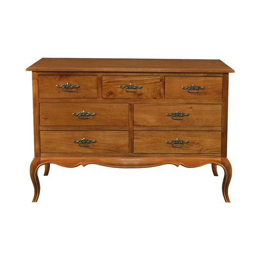 ELODIE 7 DRAWER DRESSER/CHEST OF 7 DRAWERS IN SOLID MAHOGANY - LIGHT PECAN - MyChocolateWood