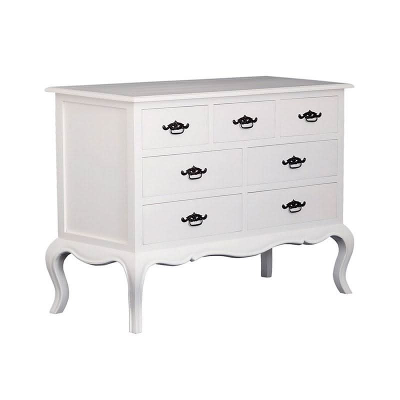 ELODIE 7 DRAWER DRESSER/CHEST OF 7 DRAWERS IN SOLID MAHOGANY WHITE - MyChocolateWood