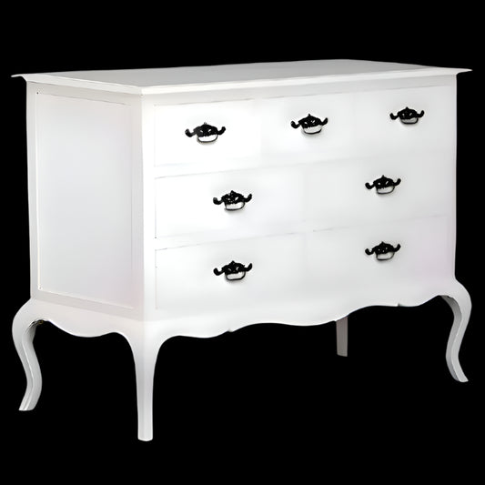 ELODIE 7 DRAWER DRESSER/CHEST OF 7 DRAWERS IN SOLID MAHOGANY WHITE - MyChocolateWood