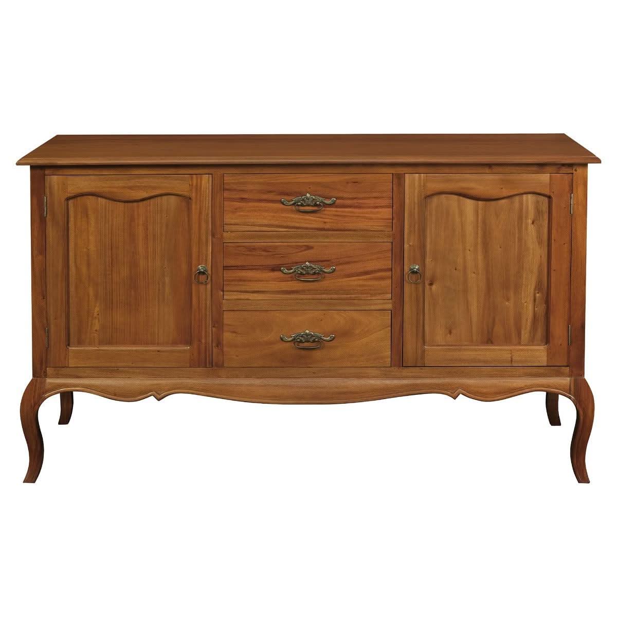ELODIE BUFFET/SIDEBOARD 2 DOORS 3 DRAWERS IN SOLID MAHOGANY LIGHT PECAN - MyChocolateWood