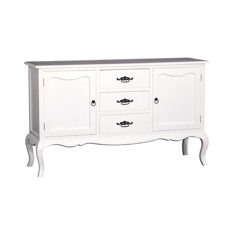 ELODIE BUFFET/SIDEBOARD 2 DOORS 3 DRAWERS IN SOLID MAHOGANY - WHITE - MyChocolateWood