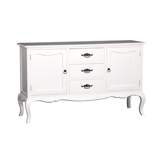 ELODIE BUFFET/SIDEBOARD 2 DOORS 3 DRAWERS IN SOLID MAHOGANY - WHITE - MyChocolateWood