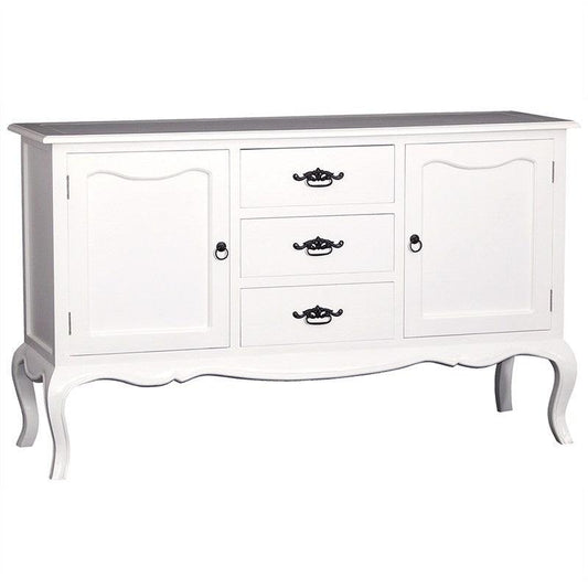 ELODIE BUFFET/SIDEBOARD 2 DOORS 3 DRAWERS IN SOLID MAHOGANY - WHITE - MyChocolateWood