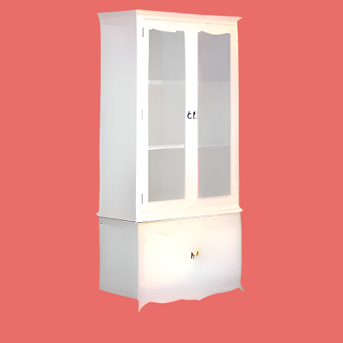 ELODIE FRENCH PROVINCIAL/HAMPTON STYLE SOLID MAHOGANY DISPLAY CABINET IN WHITE - MyChocolateWood