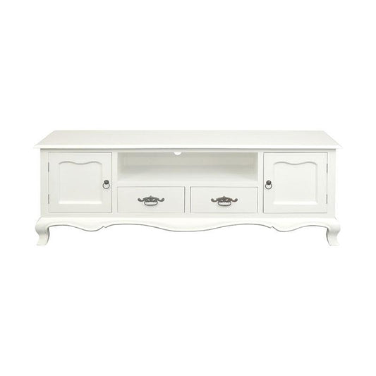 ELODIE SOLID MAHOGANY ETU/TV UNIT 2 DOORS 2 DRAWERS WHITE 168CM - MyChocolateWood