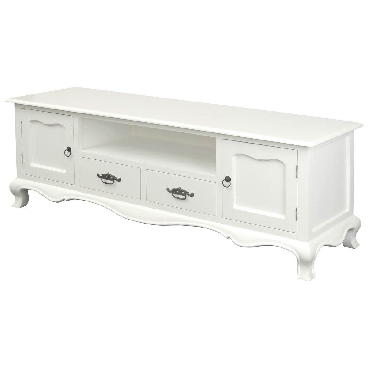 ELODIE SOLID MAHOGANY ETU/TV UNIT 2 DOORS 2 DRAWERS WHITE 168CM - MyChocolateWood