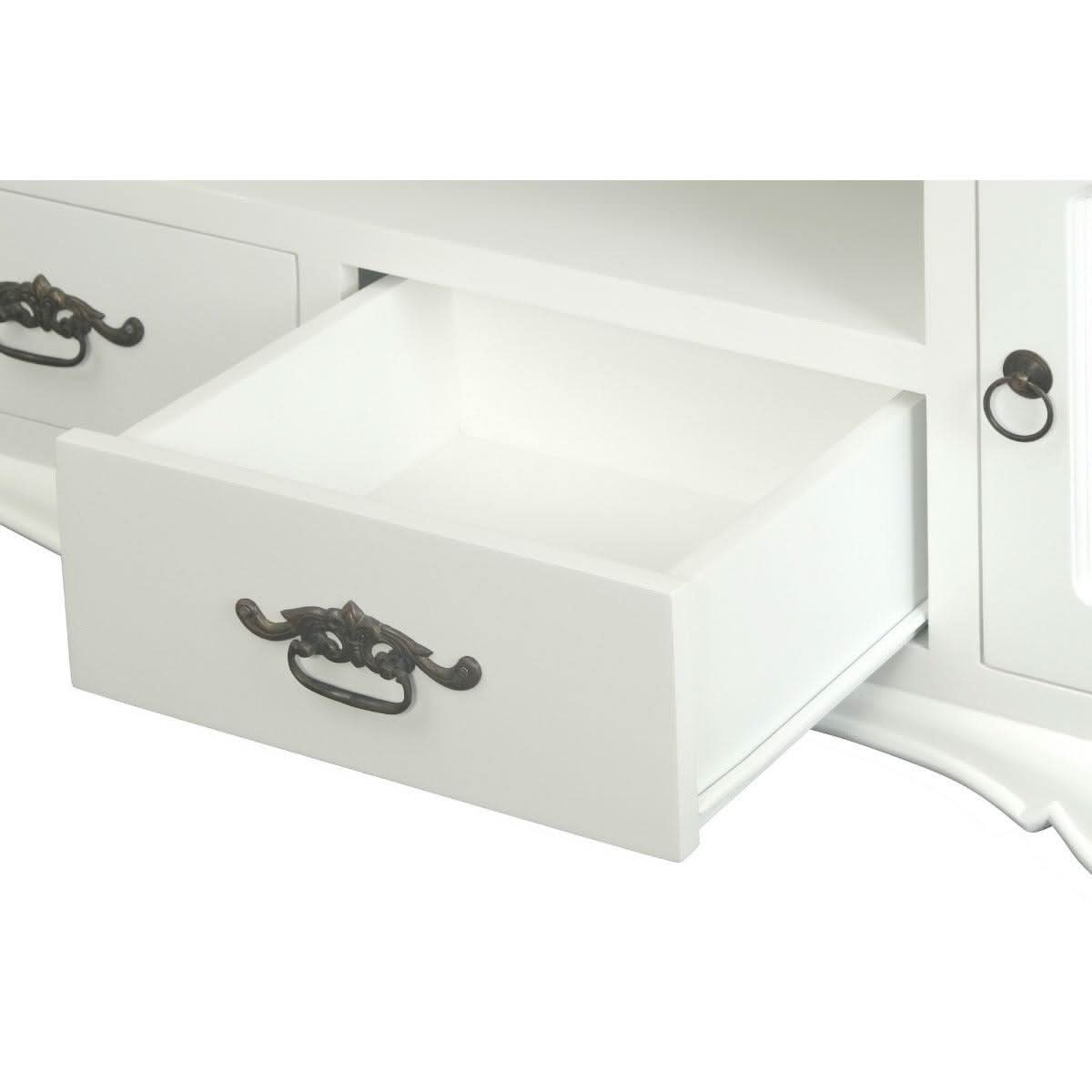 ELODIE SOLID MAHOGANY ETU/TV UNIT 2 DOORS 2 DRAWERS WHITE 168CM - MyChocolateWood