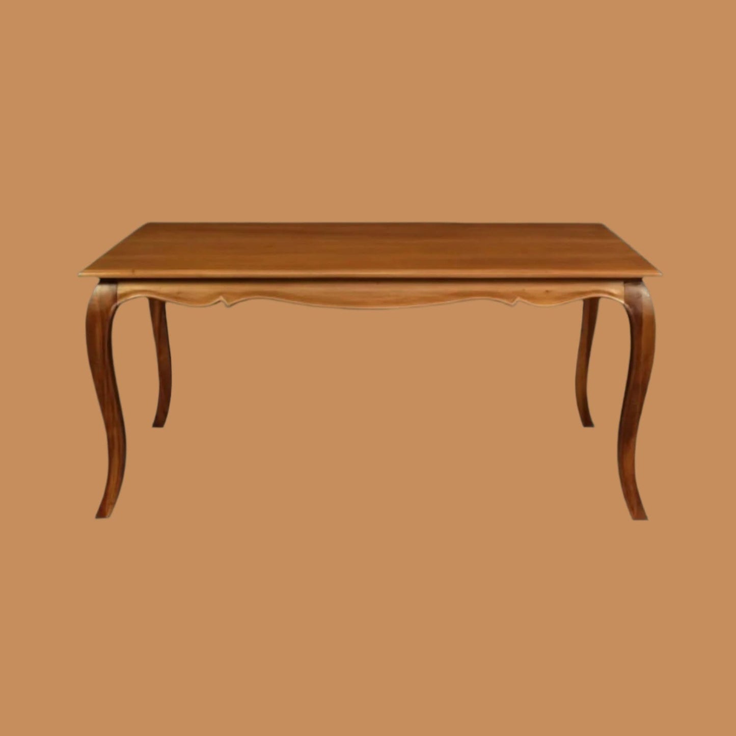 ELODIE SOLID MAHOGANY FRENCH PROVINCIAL DINING TABLE LIGHT PECAN 160CM - MyChocolateWood