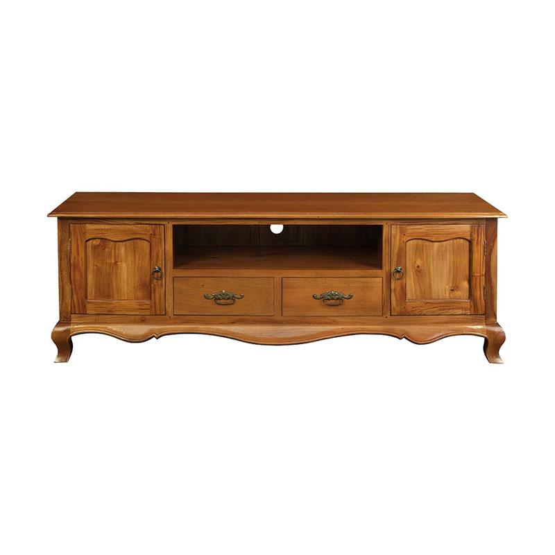 ELODIE SOLID MAHOGANY TV UNIT 2 DOORS 2 DRAWERS LIGHT PECAN 168CM - MyChocolateWood
