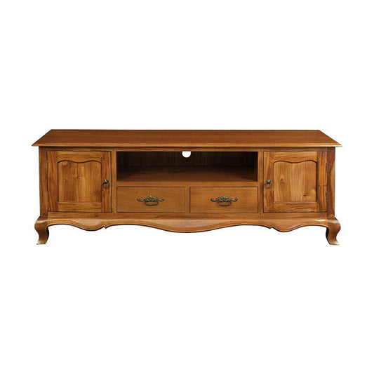 ELODIE SOLID MAHOGANY TV UNIT 2 DOORS 2 DRAWERS LIGHT PECAN 168CM - MyChocolateWood