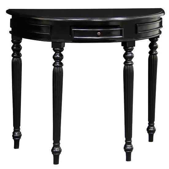 EMERY SOLID MAHOGANY TIMBER HALF MOON CONSOLE TABLE/HALL TABLE BLACK 83CM - MyChocolateWood