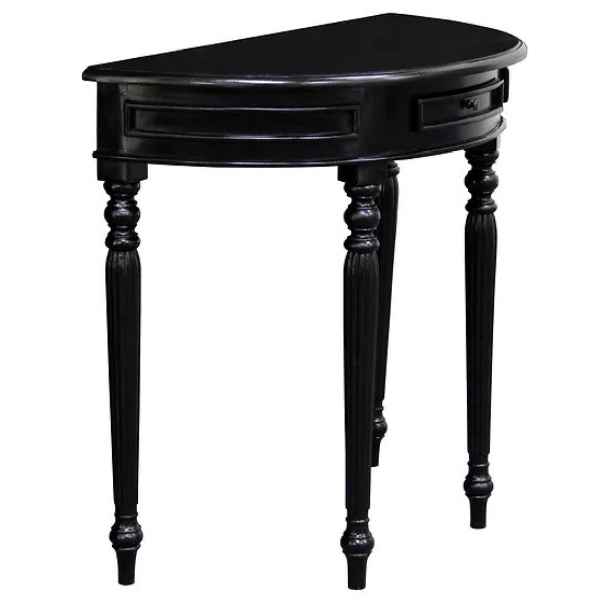 EMERY SOLID MAHOGANY TIMBER HALF MOON CONSOLE TABLE/HALL TABLE BLACK 83CM - MyChocolateWood