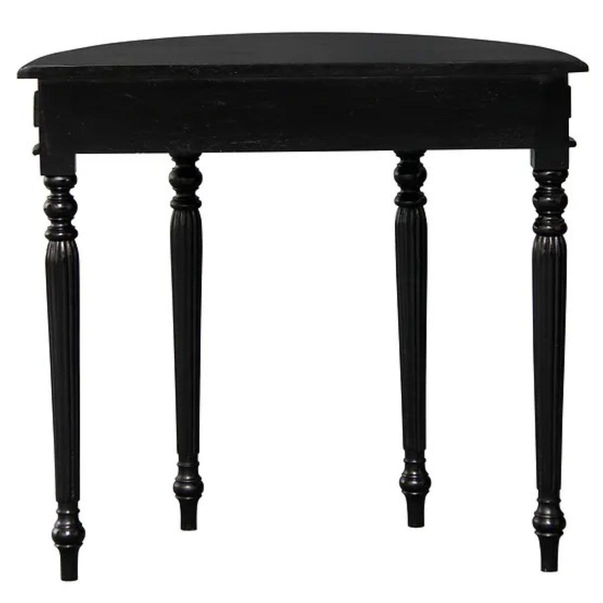 EMERY SOLID MAHOGANY TIMBER HALF MOON CONSOLE TABLE/HALL TABLE BLACK 83CM - MyChocolateWood