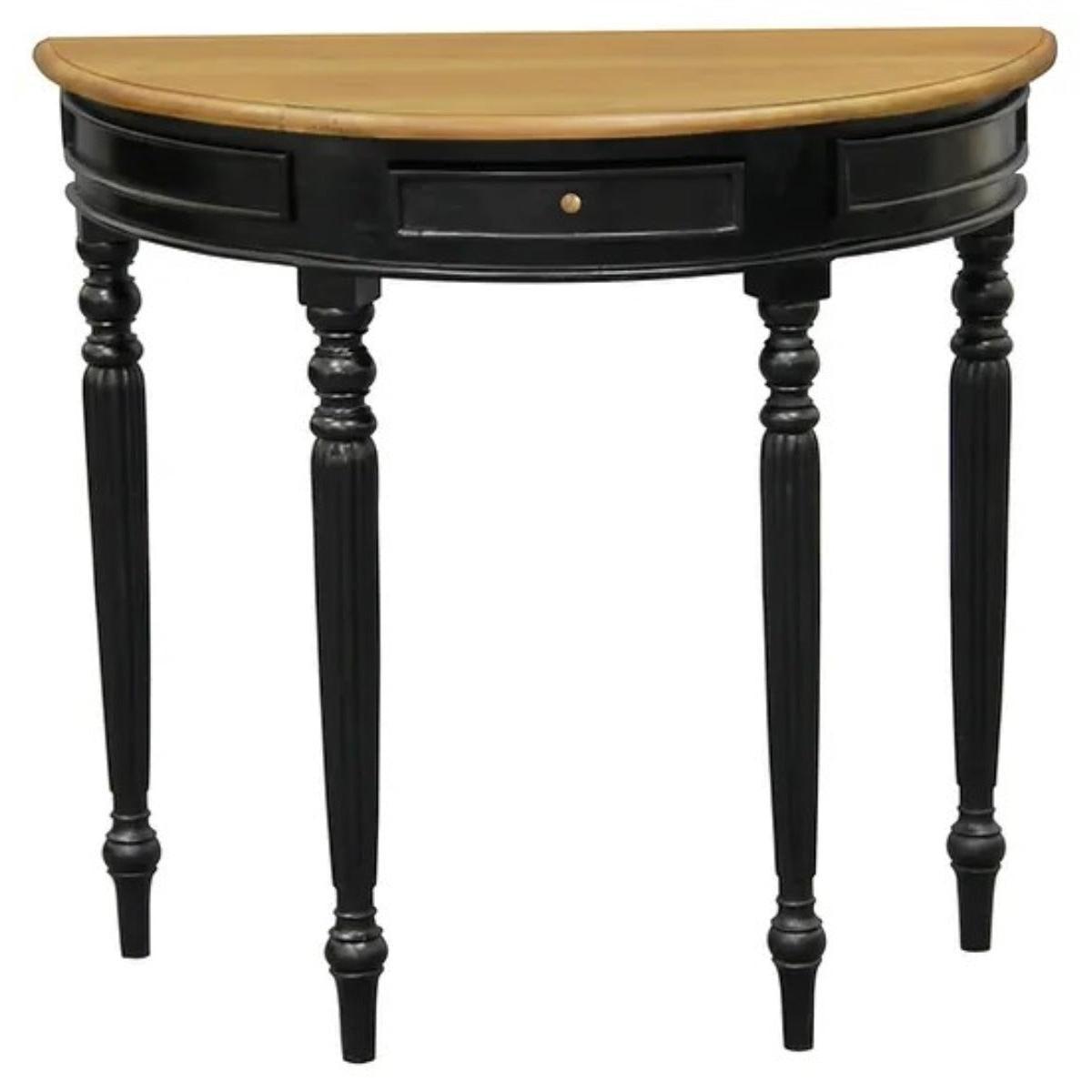 EMERY SOLID MAHOGANY TIMBER HALF MOON CONSOLE TABLE/HALL TABLE BLACK/CARAMEL83CM - MyChocolateWood
