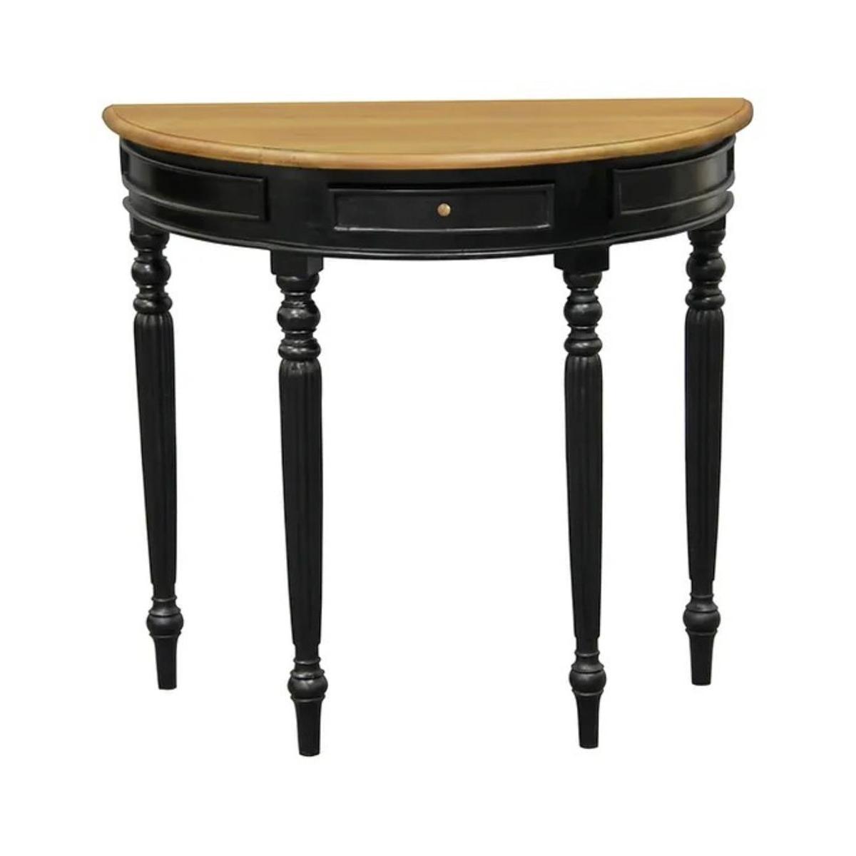 EMERY SOLID MAHOGANY TIMBER HALF MOON CONSOLE TABLE/HALL TABLE BLACK/CARAMEL83CM - MyChocolateWood