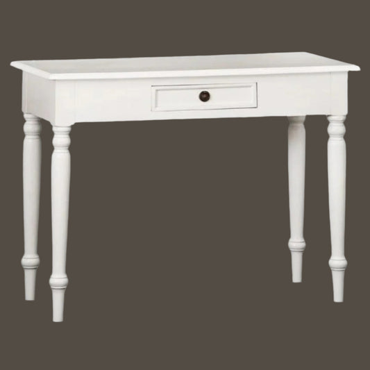 EMERY SOLID MAHOGANY TIMBER HALL TABLE/CONSOLE TABLE WHITE 100CM - MyChocolateWood