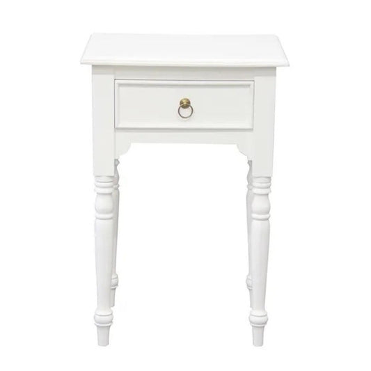 EMERY SOLID MAHOGNAY TIMBER SIDE TABLE - WHITE - MyChocolateWood