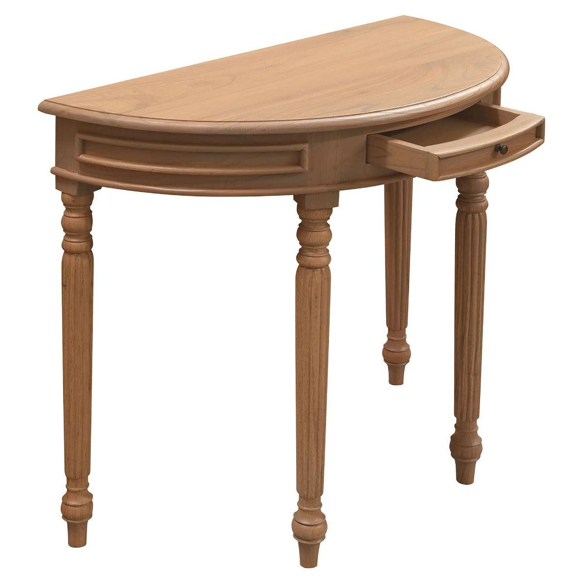 EMERY SOLID WHITE CEDAR HALF MOON CONSOLE TABLE/HALL TABLE 83CM - NATURAL - MyChocolateWood