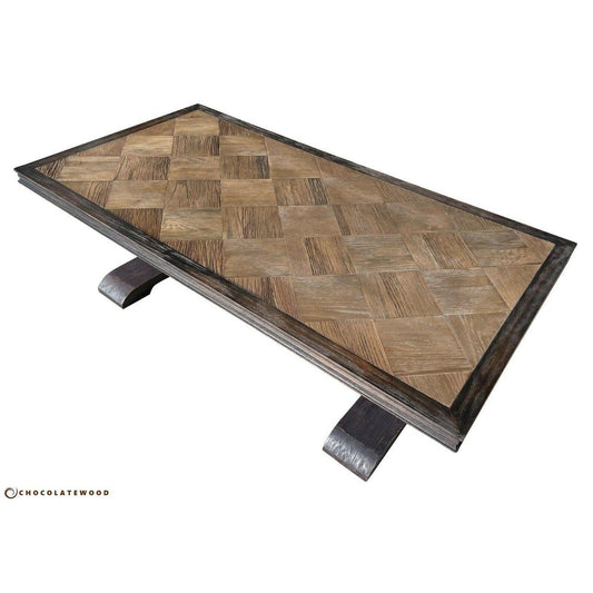 EMPRESS FRENCH PROVINCIAL RECYCLED OAK PEDESTAL COFFEE TABLE BROWN - FLOOR STOCK CLEARANCE - MyChocolateWood