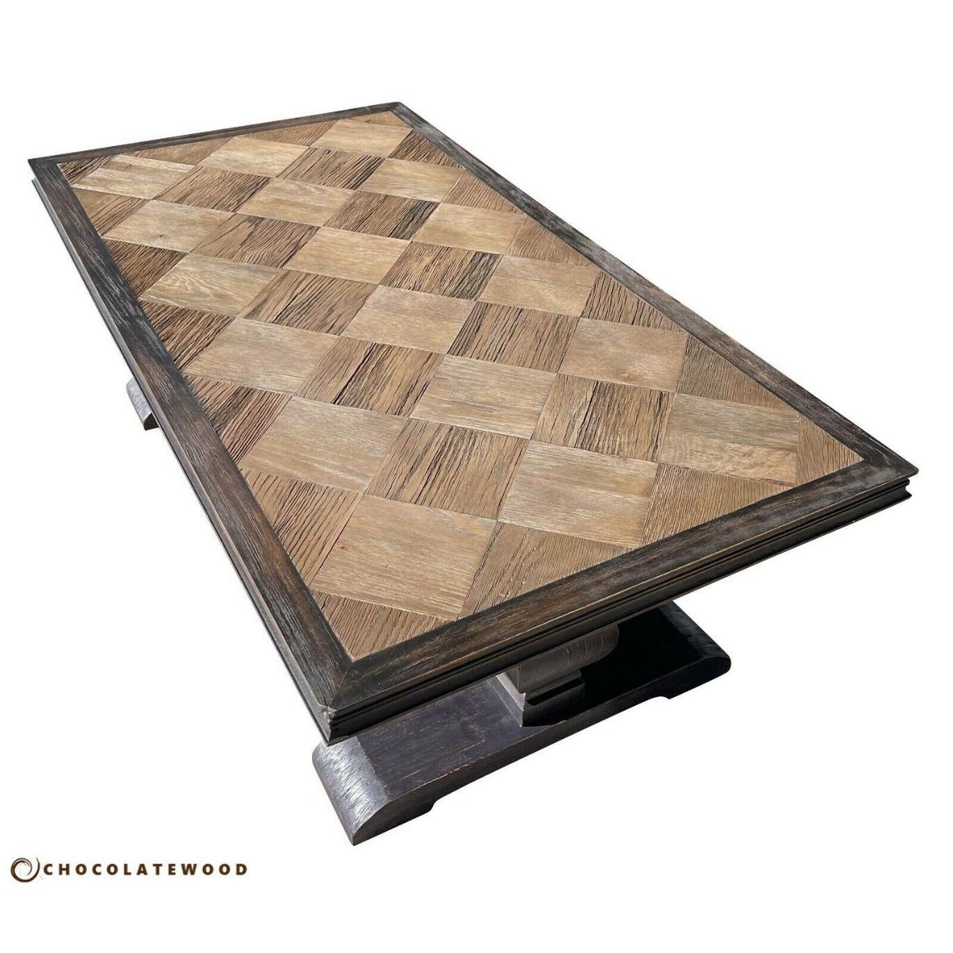 EMPRESS FRENCH PROVINCIAL RECYCLED OAK PEDESTAL COFFEE TABLE BROWN - FLOOR STOCK CLEARANCE - MyChocolateWood