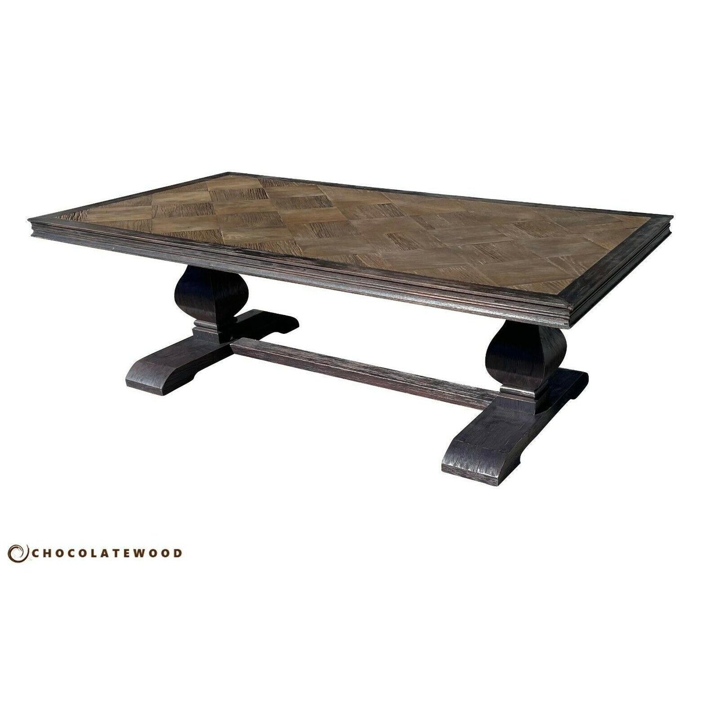 EMPRESS FRENCH PROVINCIAL RECYCLED OAK PEDESTAL COFFEE TABLE BROWN - FLOOR STOCK CLEARANCE - MyChocolateWood