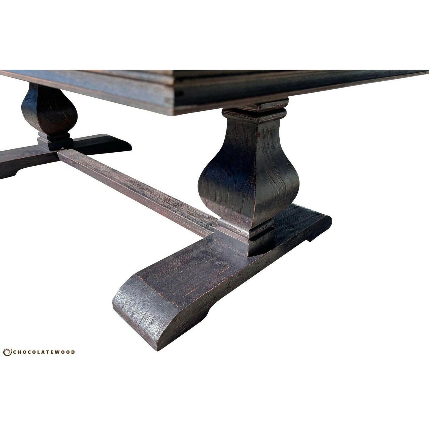 EMPRESS FRENCH PROVINCIAL RECYCLED OAK PEDESTAL HALL TABLE CONSOLE BROWN BROWN - FLOOR STOCK CLEARANCE - MyChocolateWood