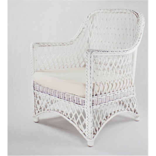 ESTELLA WHITE RATTAN LOUNGE CHAIR ACCENT CHAIR/ ARMCHAIR /EASYCHAIR - MyChocolateWood
