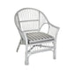 EURO SOLID WHITE RATTAN LOUNGE CHAIR/ ACCENT CHAIR/ ARMCHAIR W/ STRIPED CUSHION - MyChocolateWood