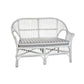 EURO SOLID WHITE RATTAN SOFA W/ GREY & WHITE STRIPED CUSHION - MyChocolateWood