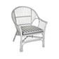 EURO SOLID WHITE RATTAN SOFA W/ GREY & WHITE STRIPED CUSHION - MyChocolateWood