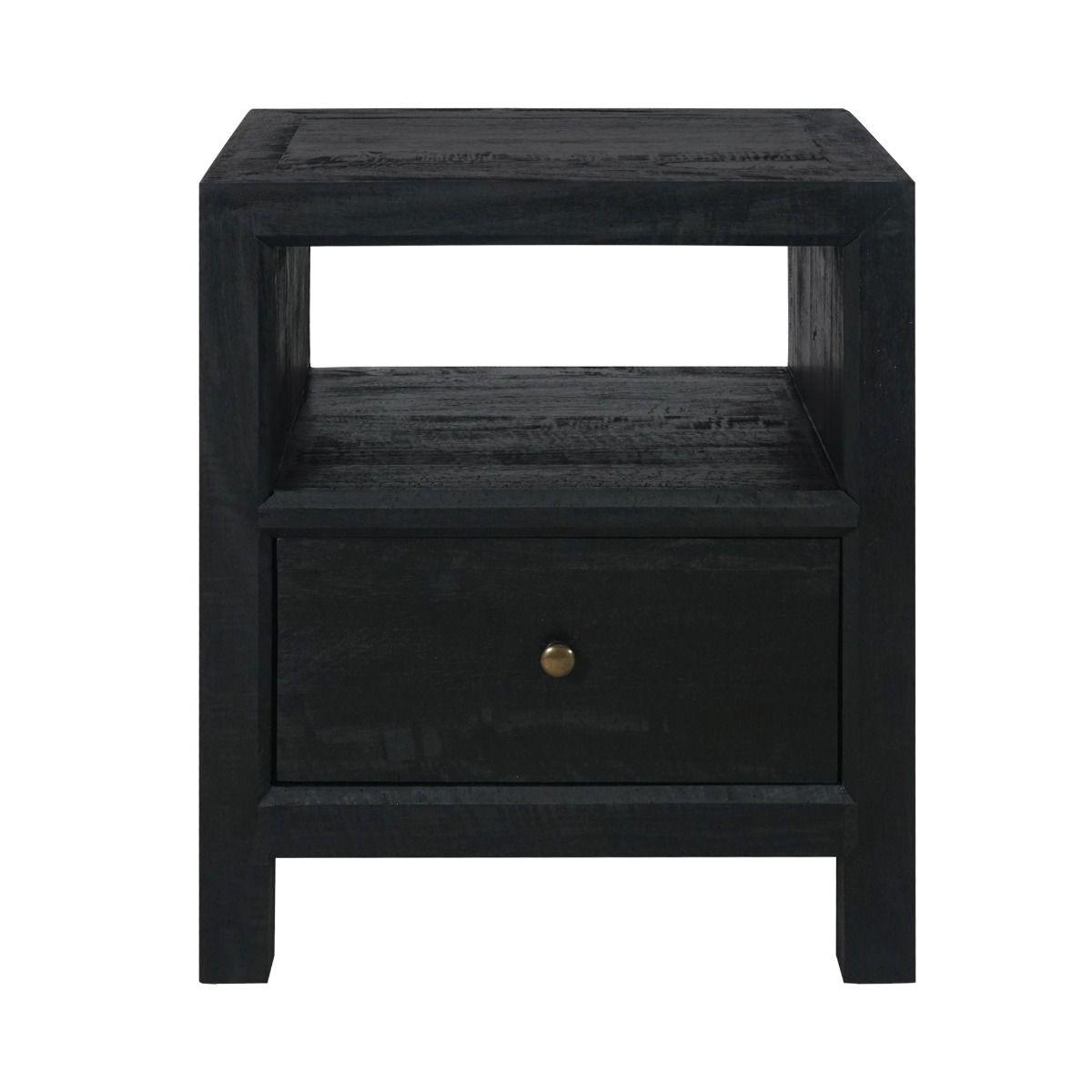 FABRIZIO 1 DRAWER BEDSIDE TABLE IN BLACK - MyChocolateWood