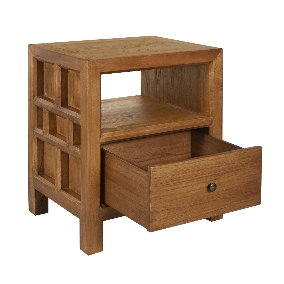 FABRIZIO 1 DRAWER BEDSIDE TABLE IN MINDI BROWN - MyChocolateWood