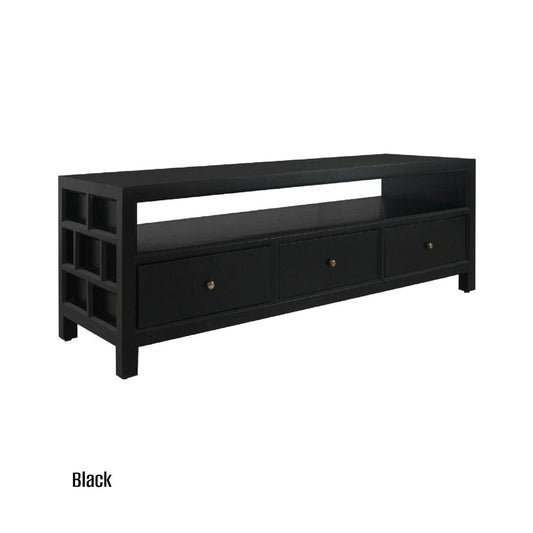 FABRIZIO 3 DRAWERS TV/ENTERTAINMENT UNIT IN BLACK - MyChocolateWood