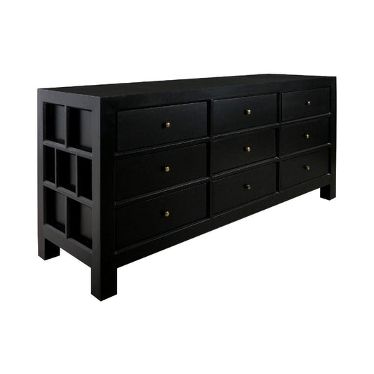 FABRIZIO MINDI WOOD 9 DRAWER DRESSER/ 9 DRAWER CHEST OF DRAWERS IN BLACK - MyChocolateWood