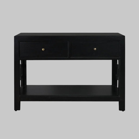 FABRIZIO MINDI WOOD CONSOLE TABLE/HALL TABLE 2 DRAWERS IN BLACK - MyChocolateWood