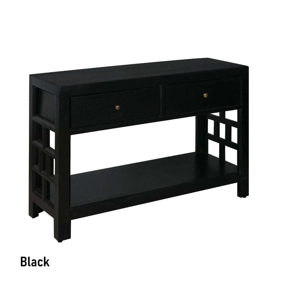 FABRIZIO MINDI WOOD CONSOLE TABLE/HALL TABLE 2 DRAWERS IN BLACK - MyChocolateWood